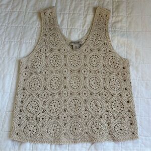 MARTHA STEWART Crochet Beige Tank Top